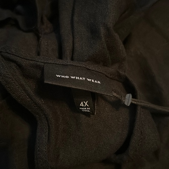 NWT Who What Wear Black Linen Blend Tiered Midi A-line Dress 4X - Picture 3 of 7